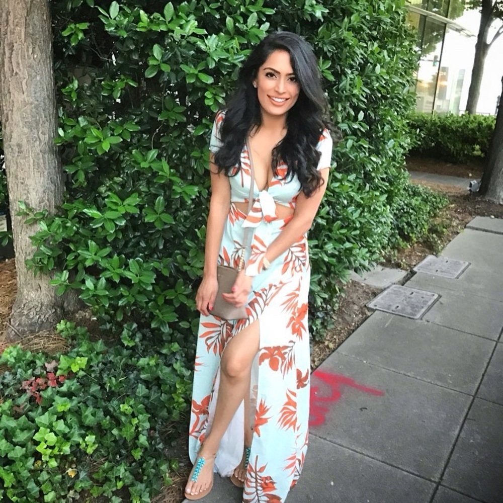 Tropical Print Maxi Dress